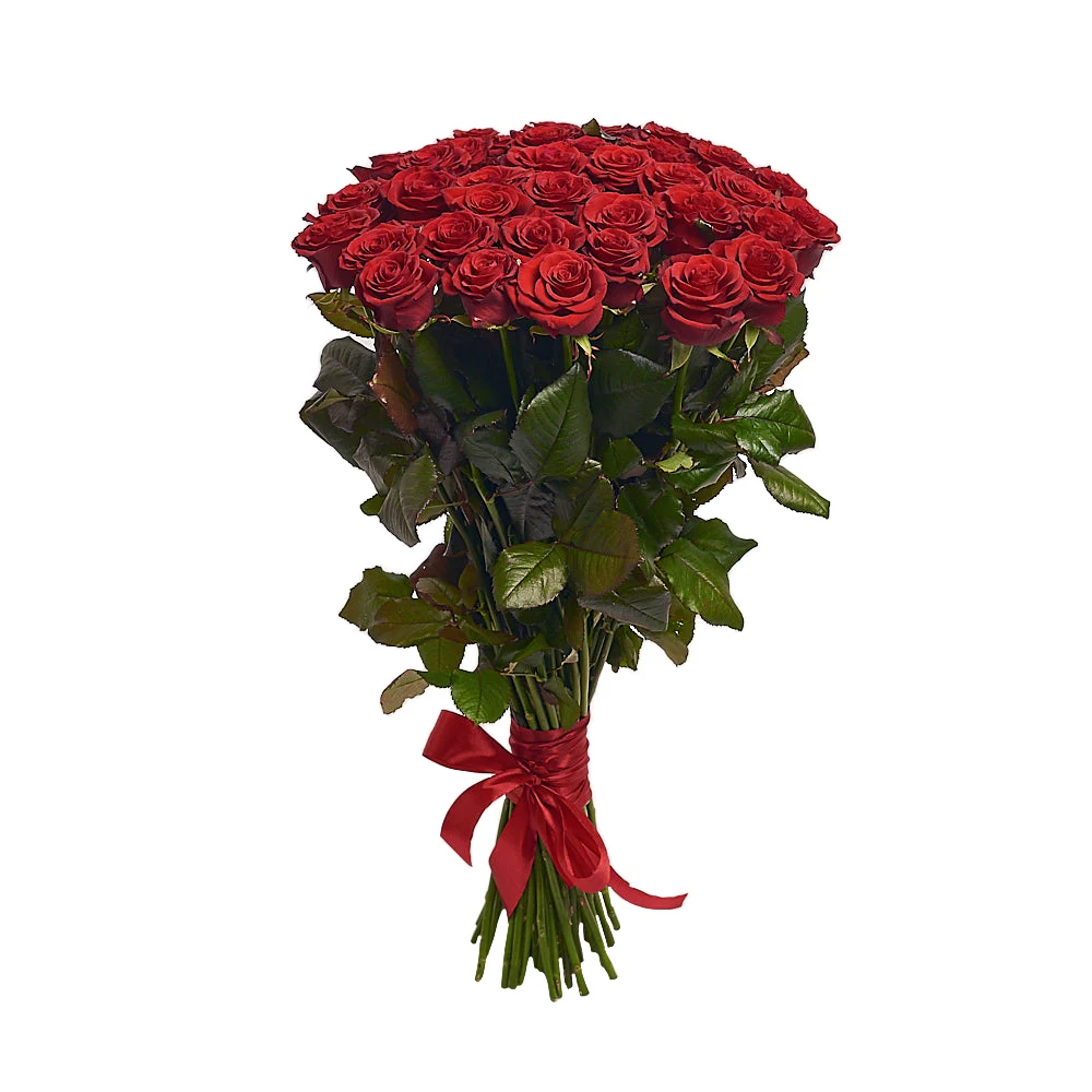 Букет из 35 красных длинных роз (120см)